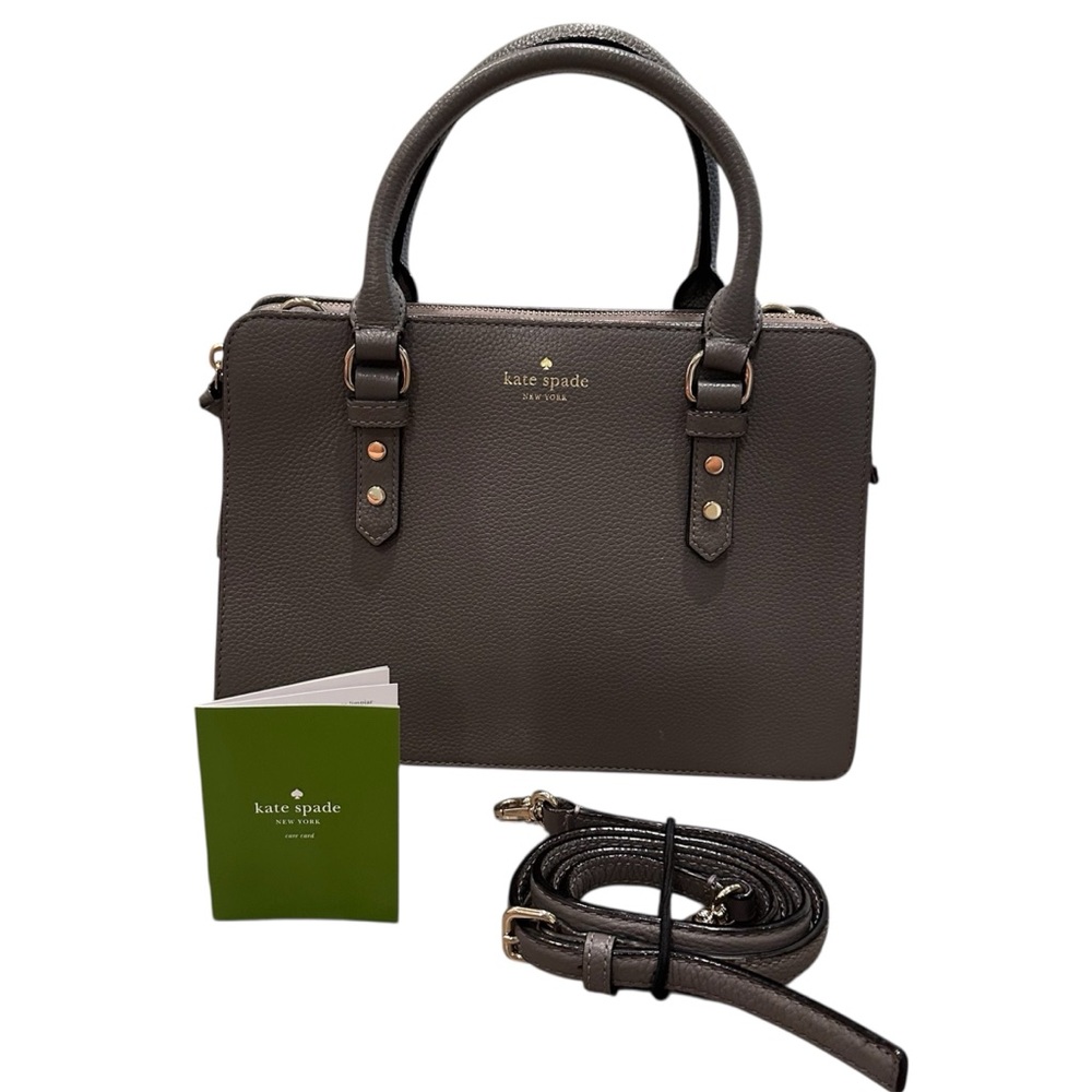 Kate Spade New York Gray Lise Mulberry Street Pebbled Leather Satchel Bag